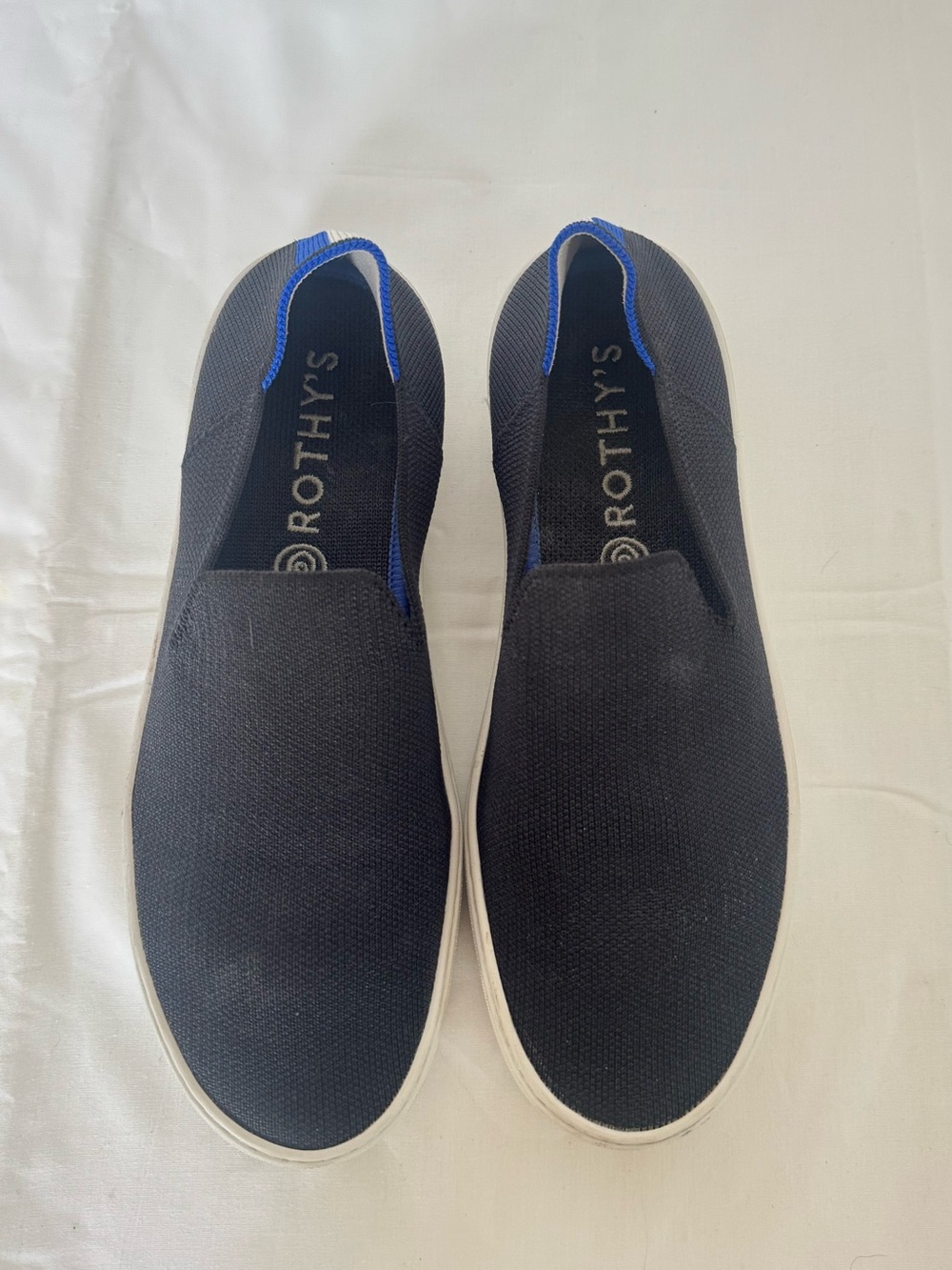 Rothy's Black Slip-On Sneakers with Blue Accent Size 7.5 - Picture 5 of 11